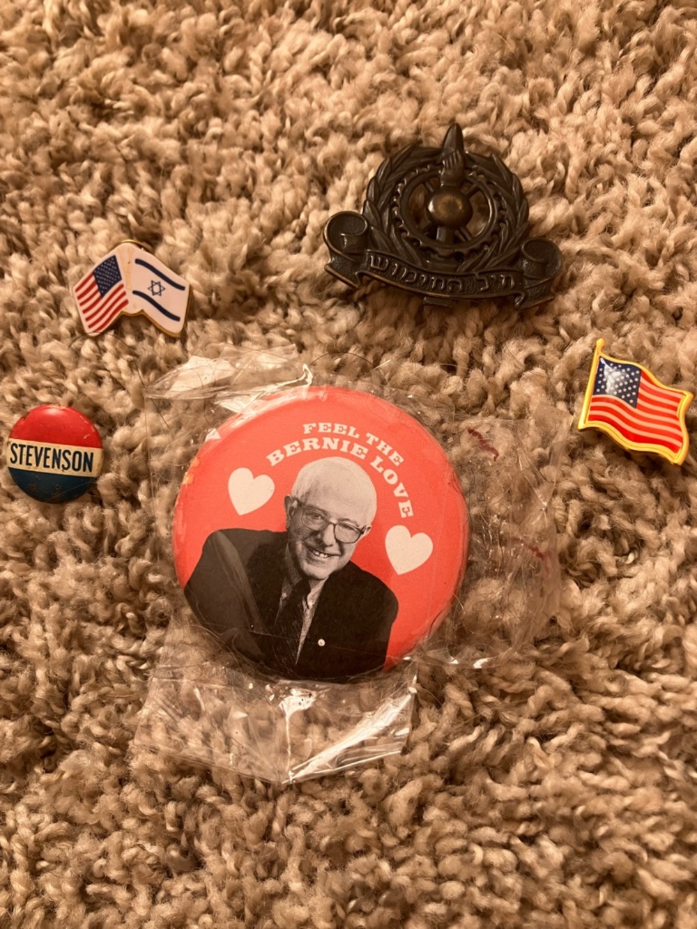 Feel the Bernie Love Red Political Button